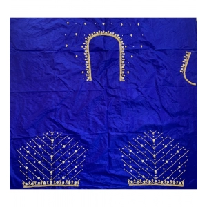Generic Women's Cotton Silk Self Design Unstitched Blouse Piece (Dark Blue, 80-100 cm)