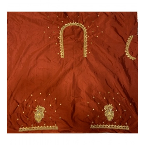 Generic Women's Cotton Silk Self Design Unstitched Blouse Piece (Maroon, 80-100 cm)