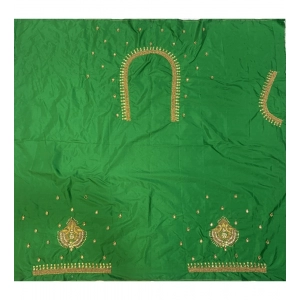 Generic Women's Cotton Silk Self Design Unstitched Blouse Piece (Green, 80-100 cm)