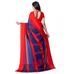 Generic Women's Satin Patta Printed Saree With Unstitched Blouse (Red)