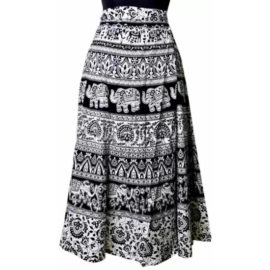 Generic Women's Cotton Jaipur Printed Wrap Around Maxi Skirt (Black, Free Size) Generic Women's Cotton Jaipur Printed Wrap Around Maxi Skirt (Black, Free Size)