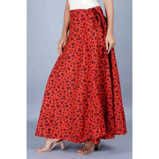Generic Women's Cotton Printed Wrap Around Maxi Skirt (Red, Free Size) Generic Women's Cotton Printed Wrap Around Maxi Skirt (Red, Free Size)