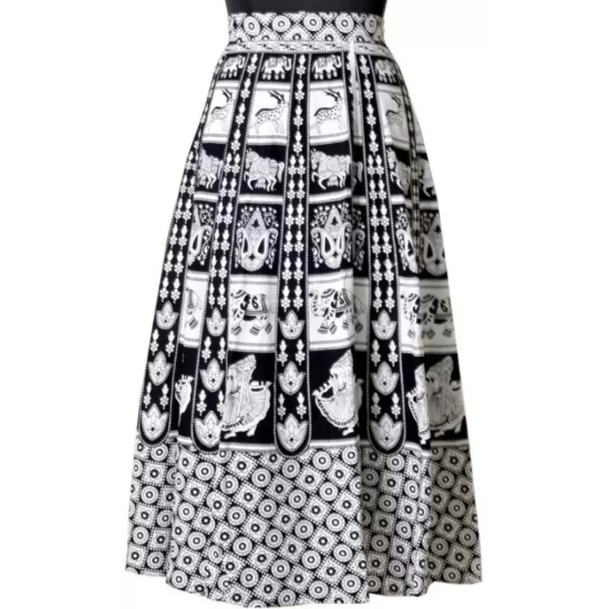 Generic Women's Cotton Jaipur Printed Wrap Around Maxi Skirt (Black, Free Size) Generic Women's Cotton Jaipur Printed Wrap Around Maxi Skirt (Black, Free Size)