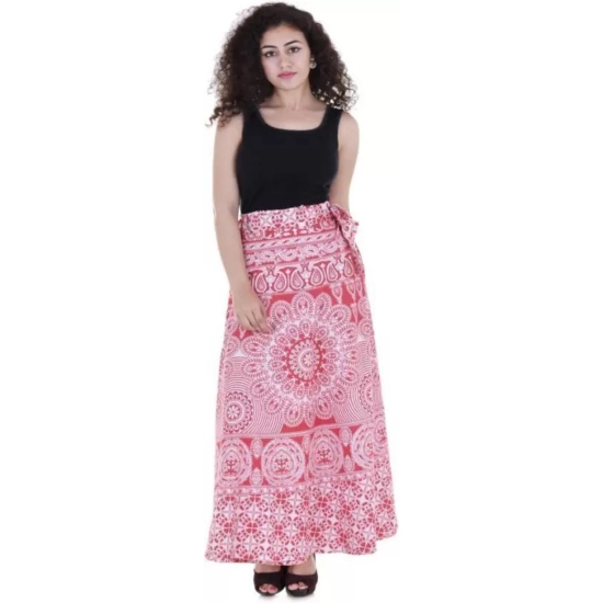 Generic Women's Cotton Printed Wrap Around Maxi Skirt (Red, Free Size) Generic Women's Cotton Printed Wrap Around Maxi Skirt (Red, Free Size)
