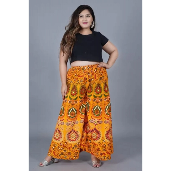 Generic Women's Cotton Jaipur Printed Elastic Palazzo Pant (Yellow, Free Size) Generic Women's Cotton Jaipur Printed Elastic Palazzo Pant (Yellow, Free Size)