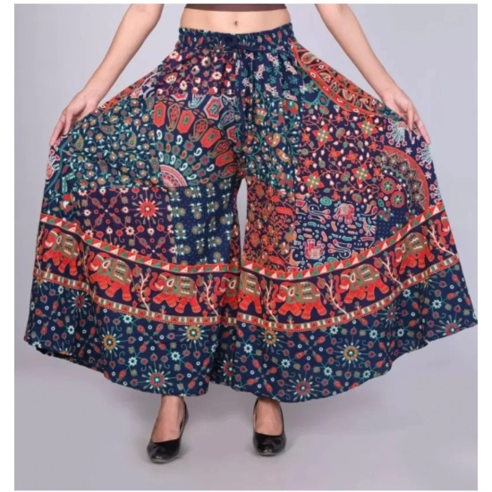 Generic Women's Cotton Jaipur Printed Elastic Palazzo Pant (Blue, Free Size) Generic Women's Cotton Jaipur Printed Elastic Palazzo Pant (Blue, Free Size)