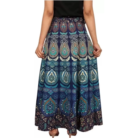 Generic Women's Cotton Jaipur Printed Wrap Around Maxi Skirt (Blue, Free Size) Generic Women's Cotton Jaipur Printed Wrap Around Maxi Skirt (Blue, Free Size)
