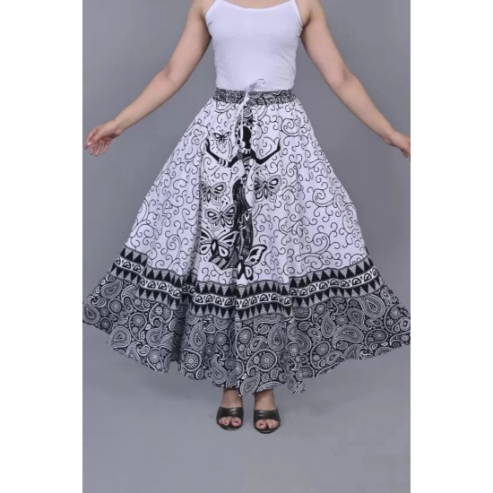Generic Women's Cotton Printed Wrap Around Maxi Skirt (Black, Free Size) Generic Women's Cotton Printed Wrap Around Maxi Skirt (Black, Free Size)