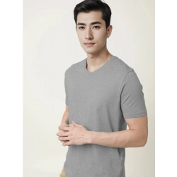 Generic Men's Casual Half sleeve Solid Cotton V Neck T-shirt (Grey Melange) Generic Men's Casual Half sleeve Solid Cotton V Neck T-shirt (Grey Melange)