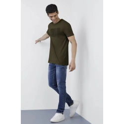 Generic Men's Casual Half sleeve Printed Cotton Crew Neck T-shirt (Dark Green) Generic Men's Casual Half sleeve Printed Cotton Crew Neck T-shirt (Dark Green)