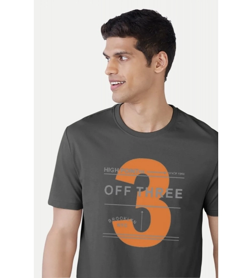Generic Men's Casual Half sleeve Printed Cotton Crew Neck T-shirt (Black)