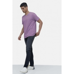 Generic Men's Casual Half sleeve Solid Cotton V Neck T-shirt (Lilac) Generic Men's Casual Half sleeve Solid Cotton V Neck T-shirt (Lilac)