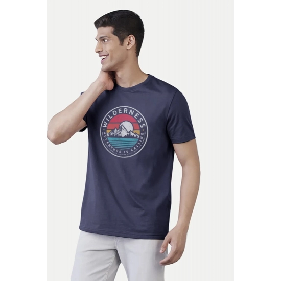 Generic Men's Casual Half sleeve Printed Polyester Crew Neck T-shirt (Navy) Generic Men's Casual Half sleeve Printed Polyester Crew Neck T-shirt (Navy)