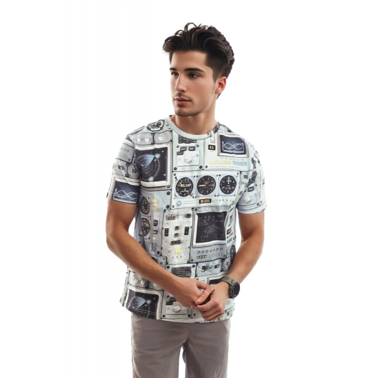 Generic Men's Casual Half sleeve Printed Polyester Crew Neck T-shirt (Cream) Generic Men's Casual Half sleeve Printed Polyester Crew Neck T-shirt (Cream)