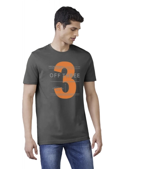 Generic Men's Casual Half sleeve Printed Cotton Crew Neck T-shirt (Black)