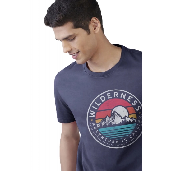 Generic Men's Casual Half sleeve Printed Polyester Crew Neck T-shirt (Navy) Generic Men's Casual Half sleeve Printed Polyester Crew Neck T-shirt (Navy)