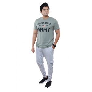 Generic Men's Casual Half sleeve Printed Cotton Crew Neck T-shirt (Grey)