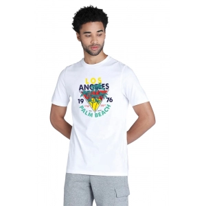 Generic Men's Casual Half sleeve Printed Polyester Crew Neck T-shirt (White)