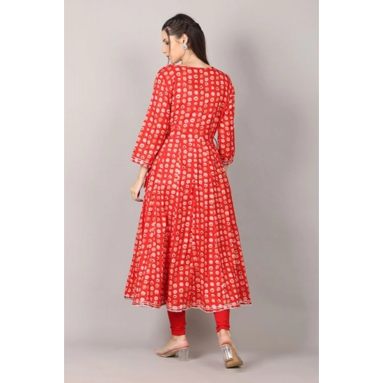 Generic Women's Casual 3/4 Sleeve Cotton Blend Printed Kurti (Red) Generic Women's Casual 3/4 Sleeve Cotton Blend Printed Kurti (Red)