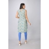 Generic Women's Casual Sleeveless Viscose Rayon Printed Kurti (Light Green)