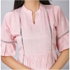 Generic Women's Casual Short Sleeve Silk Blend Printed Kurti (Pink)