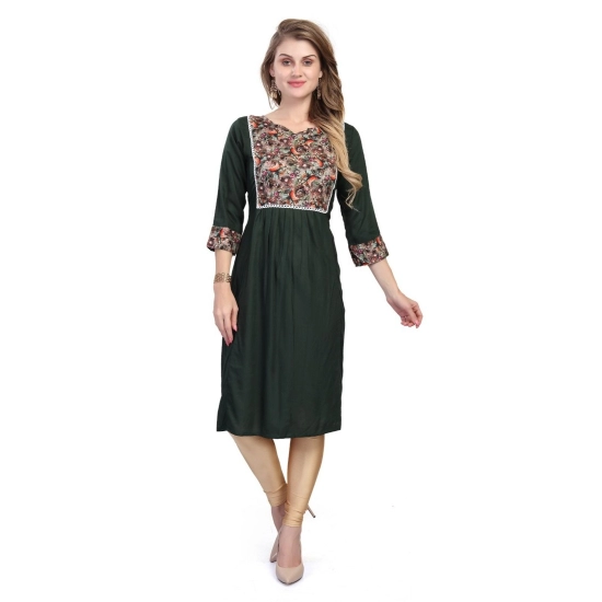 Generic Women's Casual 3/4 Sleeve Viscose Rayon Printed Kurti (Dark Green) Generic Women's Casual 3/4 Sleeve Viscose Rayon Printed Kurti (Dark Green)