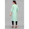 Generic Women's Casual 3/4 Sleeve Viscose Rayon Printed Kurti (Light Blue)