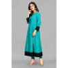 Generic Women's Casual 3/4 Sleeve Viscose Rayon Printed Kurti (Dark Green)