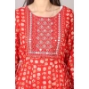 Generic Women's Casual 3/4 Sleeve Cotton Blend Printed Kurti (Red)