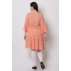 Generic Women's Casual 3/4 Sleeve Viscose Rayon Printed Kurti (Orange)