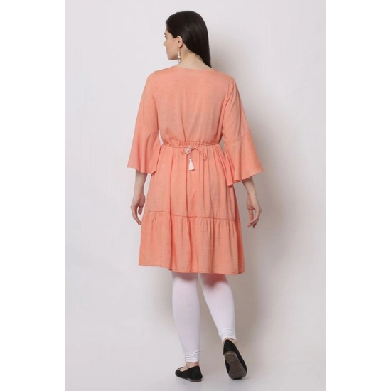 Generic Women's Casual 3/4 Sleeve Viscose Rayon Printed Kurti (Orange) Generic Women's Casual 3/4 Sleeve Viscose Rayon Printed Kurti (Orange)