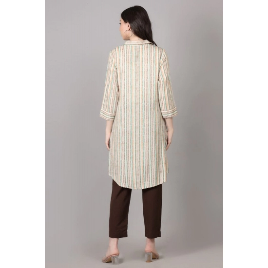 Generic Women's Casual 3/4 Sleeve Viscose Rayon Printed Kurti (Beige) Generic Women's Casual 3/4 Sleeve Viscose Rayon Printed Kurti (Beige)