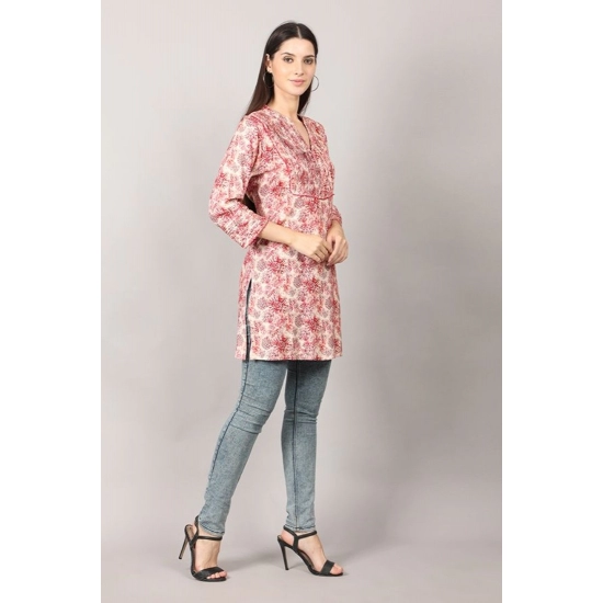 Generic Women's Casual 3/4 Sleeve Viscose Rayon Printed Kurti (Pink) Generic Women's Casual 3/4 Sleeve Viscose Rayon Printed Kurti (Pink)