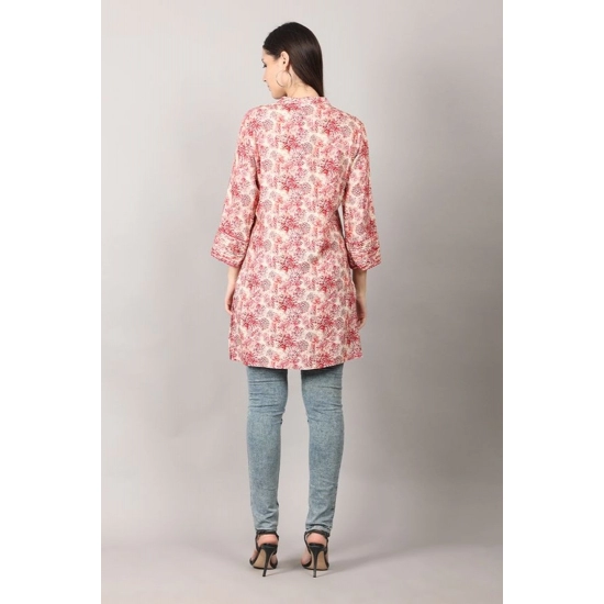 Generic Women's Casual 3/4 Sleeve Viscose Rayon Printed Kurti (Pink) Generic Women's Casual 3/4 Sleeve Viscose Rayon Printed Kurti (Pink)
