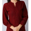 Generic Women's Casual Full Sleeve Viscose Rayon Printed Kurti (Maroon)