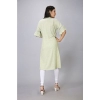 Generic Women's Casual Short Sleeve Silk Blend Printed Kurti (Green)