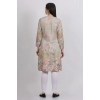 Generic Women's Casual 3/4 Sleeve Silk Blend Printed Kurti (Yellow)