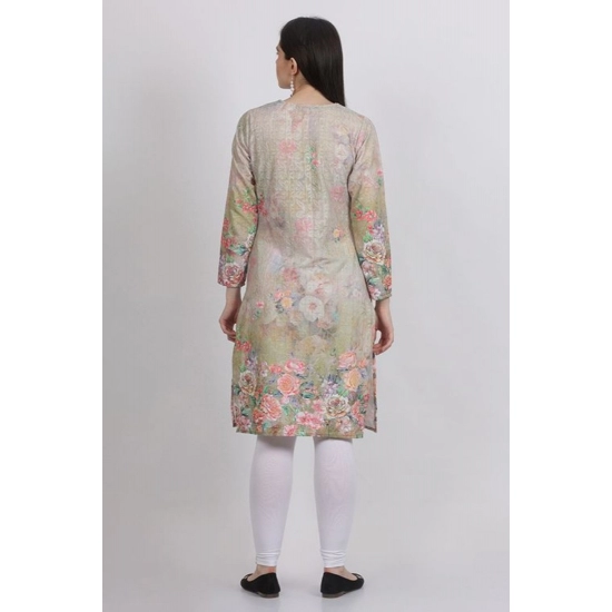 Generic Women's Casual 3/4 Sleeve Silk Blend Printed Kurti (Yellow) Generic Women's Casual 3/4 Sleeve Silk Blend Printed Kurti (Yellow)