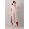 Generic Women's Casual 3/4 Sleeve Viscose Rayon Printed Kurti (Pink)