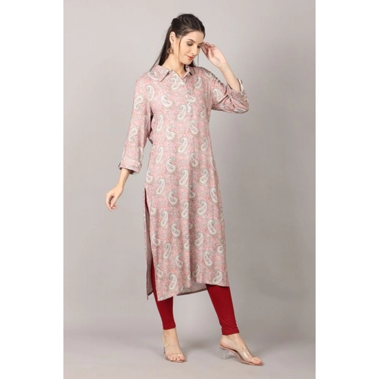 Generic Women's Casual 3/4 Sleeve Viscose Rayon Printed Kurti (Pink) Generic Women's Casual 3/4 Sleeve Viscose Rayon Printed Kurti (Pink)