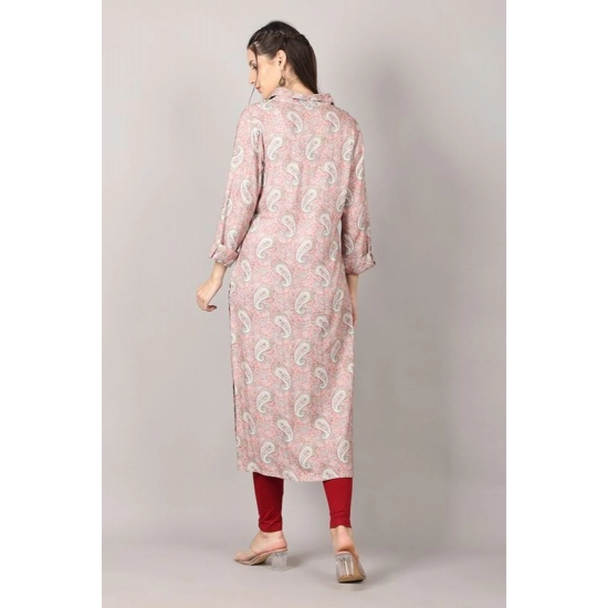 Generic Women's Casual 3/4 Sleeve Viscose Rayon Printed Kurti (Pink) Generic Women's Casual 3/4 Sleeve Viscose Rayon Printed Kurti (Pink)