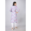 Generic Women's Casual 3/4 Sleeve Viscose Rayon Printed Kurti (Grey)