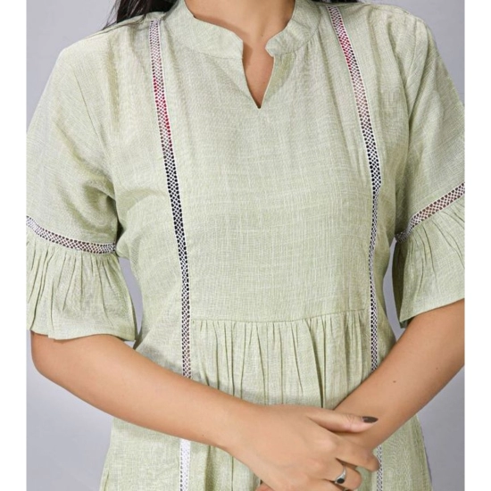 Generic Women's Casual Short Sleeve Silk Blend Printed Kurti (Green) Generic Women's Casual Short Sleeve Silk Blend Printed Kurti (Green)