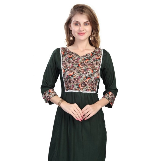 Generic Women's Casual 3/4 Sleeve Viscose Rayon Printed Kurti (Dark Green) Generic Women's Casual 3/4 Sleeve Viscose Rayon Printed Kurti (Dark Green)