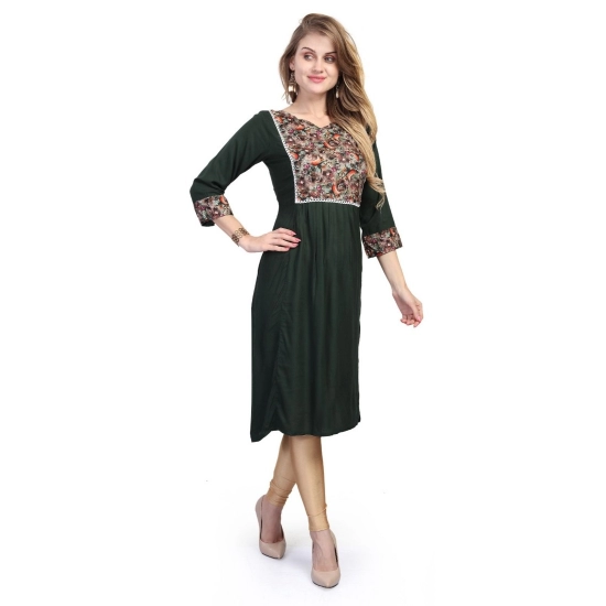Generic Women's Casual 3/4 Sleeve Viscose Rayon Printed Kurti (Dark Green) Generic Women's Casual 3/4 Sleeve Viscose Rayon Printed Kurti (Dark Green)