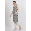 Generic Women's Casual Sleeveless Viscose Rayon Printed Kurti (White)