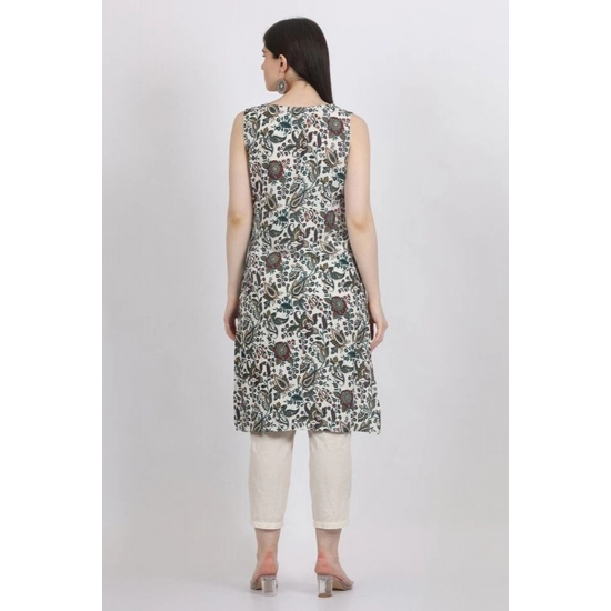 Generic Women's Casual Sleeveless Viscose Rayon Printed Kurti (White) Generic Women's Casual Sleeveless Viscose Rayon Printed Kurti (White)