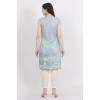 Generic Women's Casual Sleeveless Cotton Blend Printed Kurti (Green)