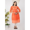 Generic Women's Casual 3/4 Sleeve Chanderi Printed Kurti (Pink)