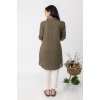Generic Women's Casual 3/4 Sleeve Viscose Rayon Solid Kurti (Dark Green)